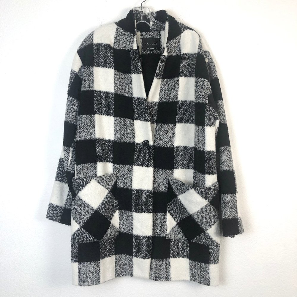 Sanctuary Black/White Plaid Sweater Jacket - L